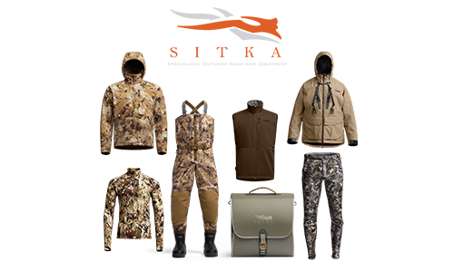 Sitka Prize Package - several jackets, waders, bag, and base layers